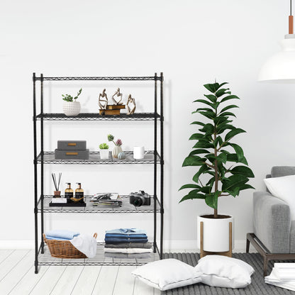 Elevon 5-Tier Storage Shelves, Adjustable Metal Wire Shelving Unit with Leveling Feet Heavy Duty