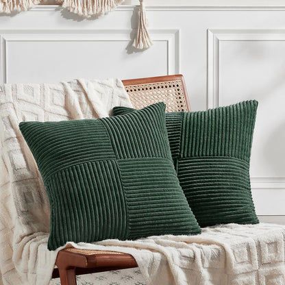 Fancy Homi Set of 2 Dark Green Decorative Throw Pillow Covers 20x20 Inch for Living Room Couch Bed