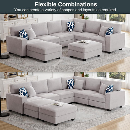 L Lengend Vansen Modular Sectional Sofa U Shaped Couch with Ottoman Modern Reversible Corner
