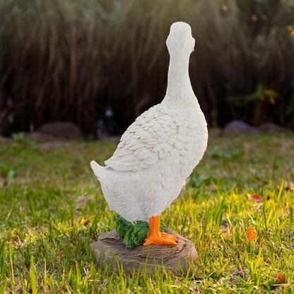 Elenon Goose Statue Garden Decorative, 11 inch High Adorable Flower Bed Outdoor Decor, Yard Patio