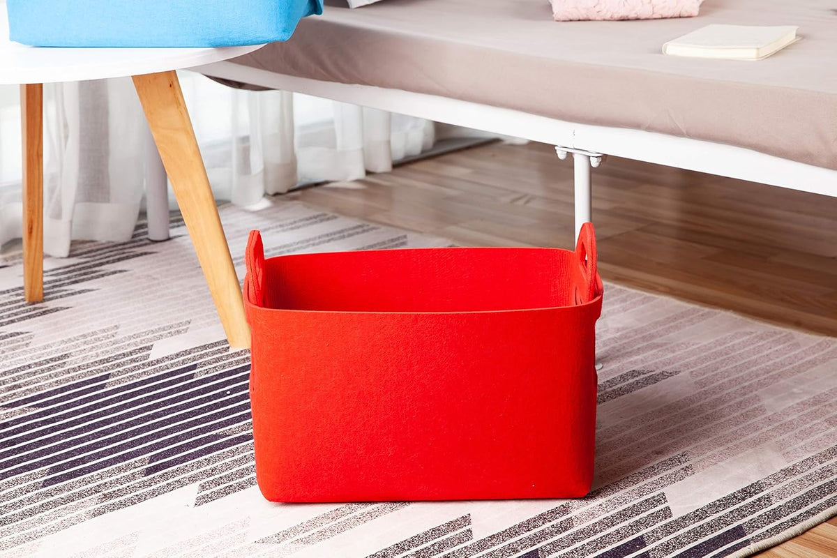 Minoisome Storage Basket Felt Storage Bin Collapsible& Convenient Box Organizer with Carry Handles
