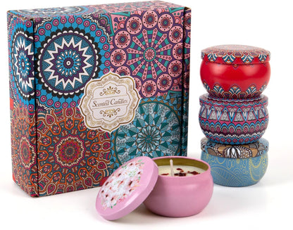 Aromatherapy Soy Candles Gift Set for Women ??4 Pack Scented Candle Set with Lavender, Rose