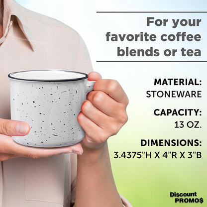 DISCOUNT PROMOS Ceramic Campfire Coffee Mugs 13 oz. Set of 10, Bulk Pack - Perfect for Tea