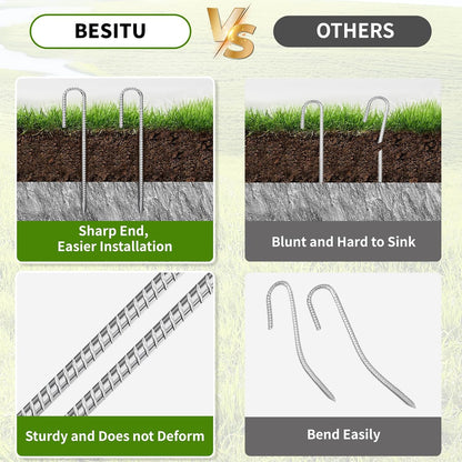 12 inch Stakes Heavy Duty 100-Pack J Hook Metal Fence Stake for Dogs Digging Tent and Outdoor