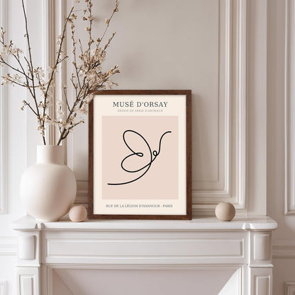 Poster Master Vintage Poster - Retro One Line Butterfly Drawing Print - Butterfly Line Art