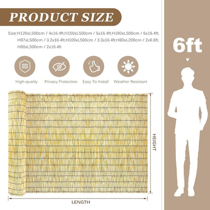 Natural Reed Fencing Rolls: Privacy Bamboo Fence 3/4/5/6ft High Roll Reed Screen, Decorative Bamboo