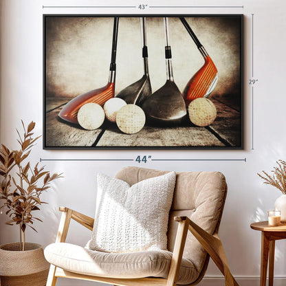 ElephantStock Golf Sets Wall Art - Horizontal Framed Canvas - 1-Piece Mancave Wall Decor