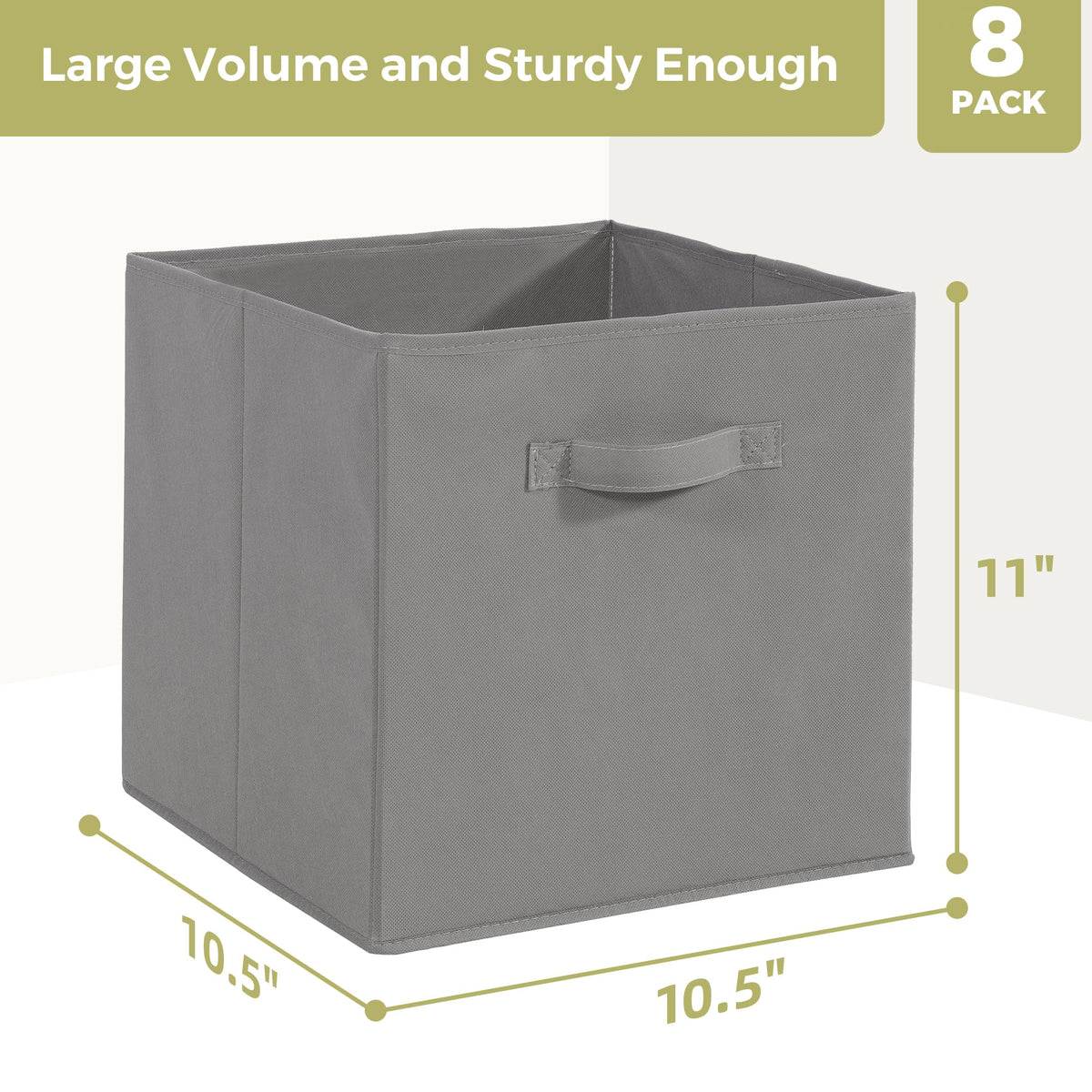 STORAGEIDEAS Storage Cubes, 11 Inch Cube Storage Bins, Set of 8, Fabric Foldable Storage Bins With