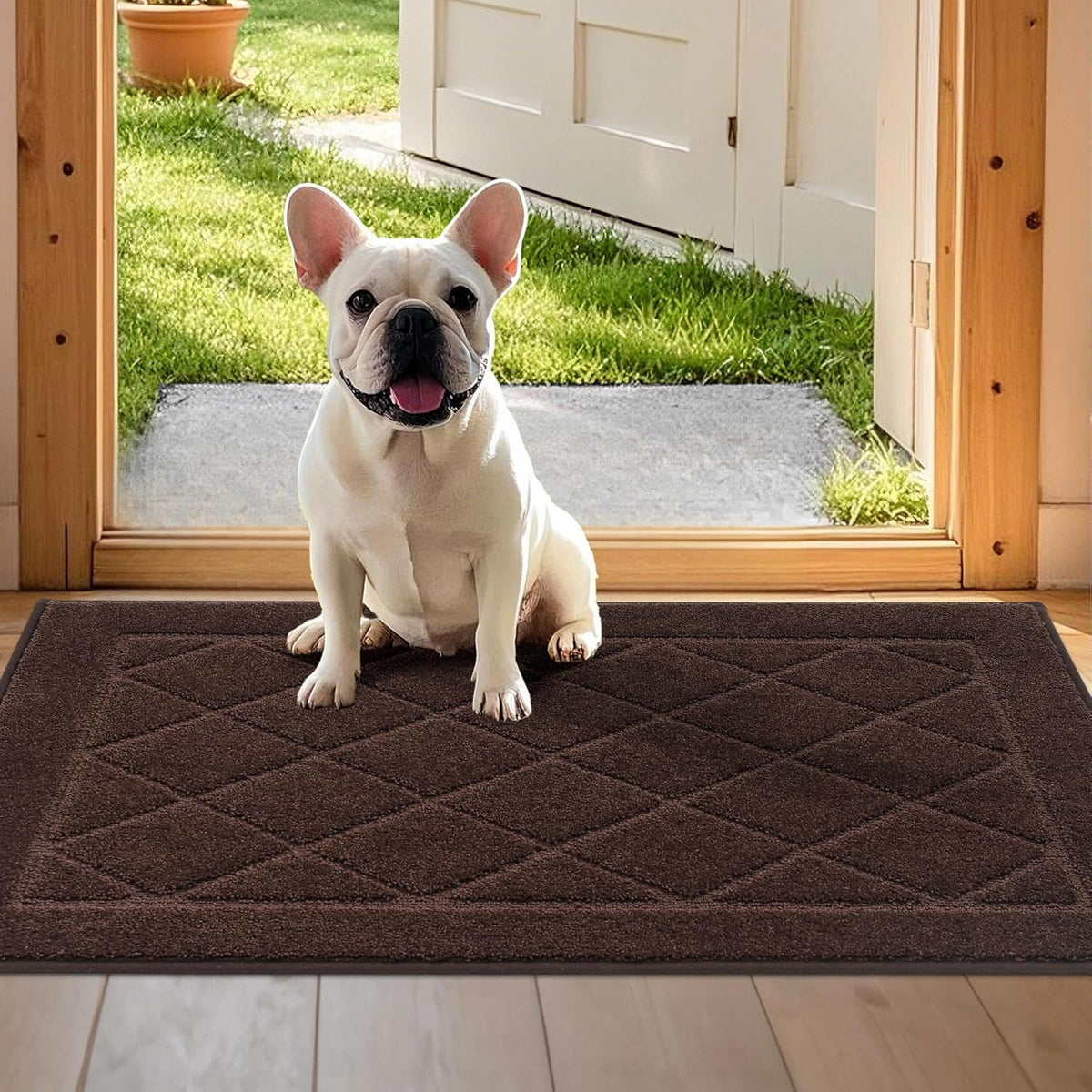 JSEI Dirt Trapper Door Mat 24"x36", Non-Slip Washable Entryway Mats, Dog Door Mat, Stain Resistant