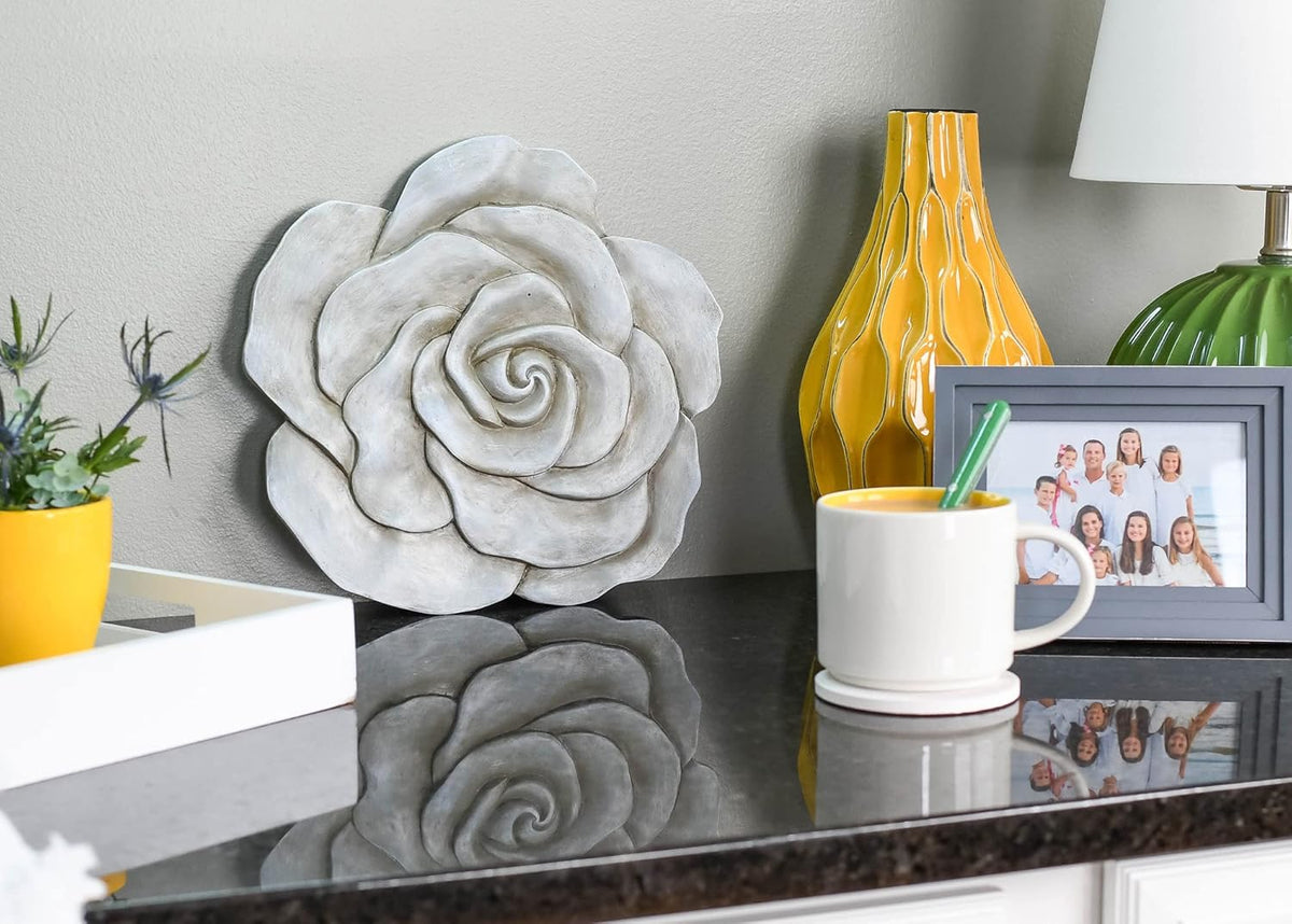 NAT & Jules Rose Flower Shaped Dimensional Indoor Outdoor 12 inch Cast Resin Decorative Garden