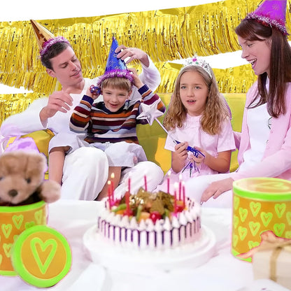 Gold Foil Fringe Garland 10FT 2packs, Metallic Foil Tinsel Fringe Banners for Parade Float