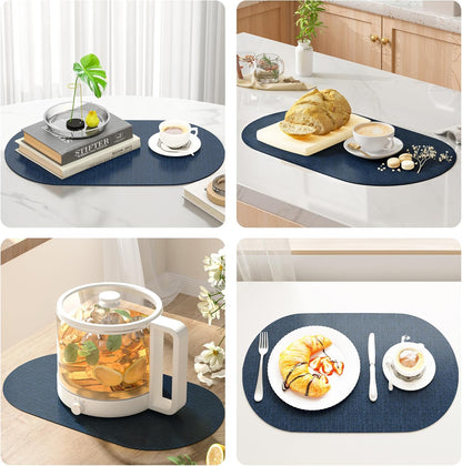 DOLOPL Large Placemats Set of 6, Oval Reversible Wipeable & Non-Slip Place Mats, Modern Faux