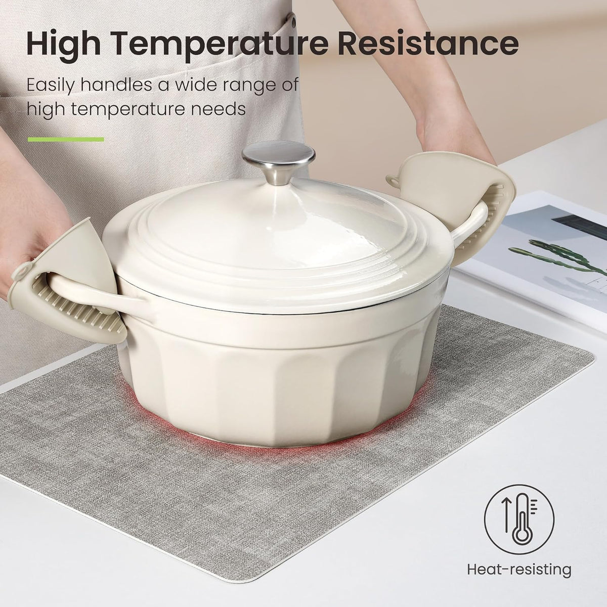 Faux Leather Dual Sided Placemats Set of 4, Square Non-Slip Heat Resistant Placemats with Coaster