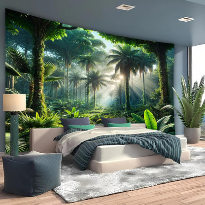 BSFHH Nature Tapestry Forest Tree Sea Cave Wall Hanging, Stream Through Rainforest Landscape Wall