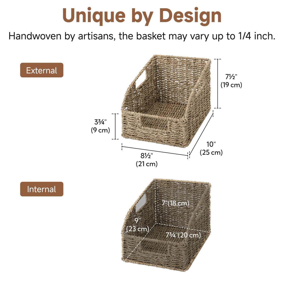 StorageWorks Seagrass Storage Baskets, Pantry Baskets, Natural, 2-Pack