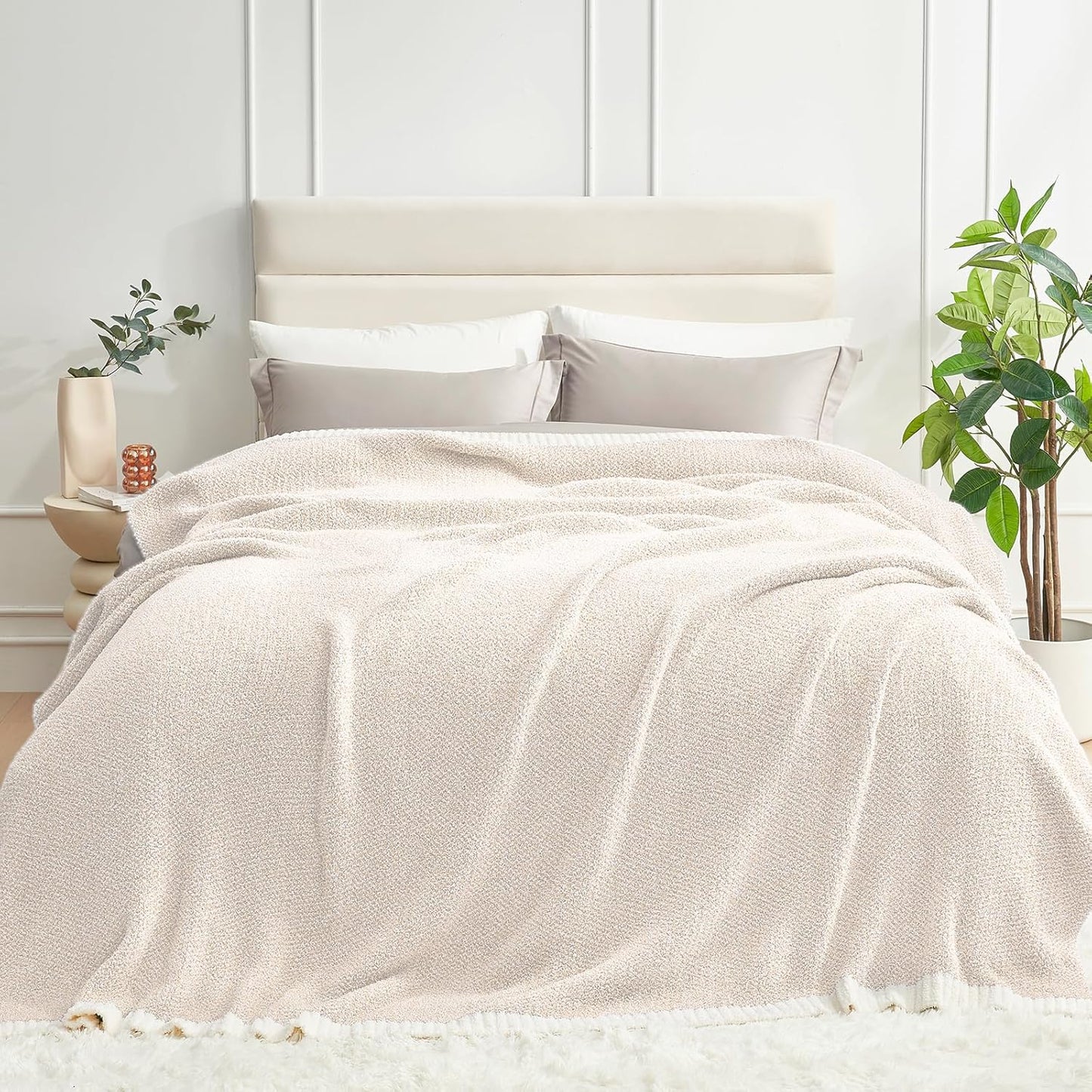 Snuggle Sac Queen Size Oversized Super Soft Bed Blanket - Warm & Cozy Knit Fuzzy Microfiber