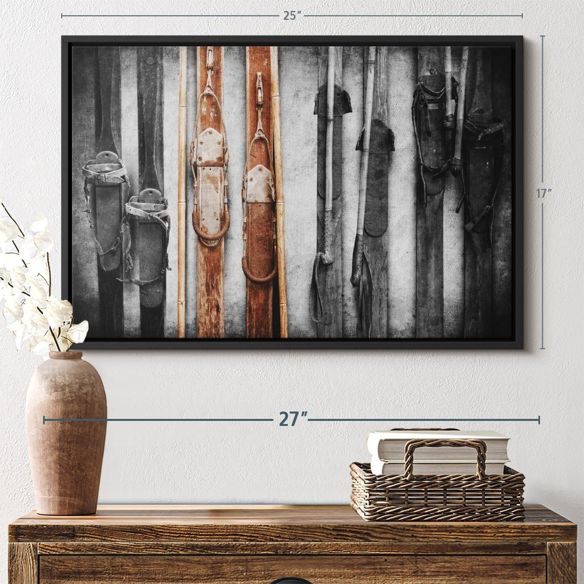 ElephantStock Ski Collection Wall Art - Horizontal Framed Canvas - 1-Piece Bathroom Wall Decor