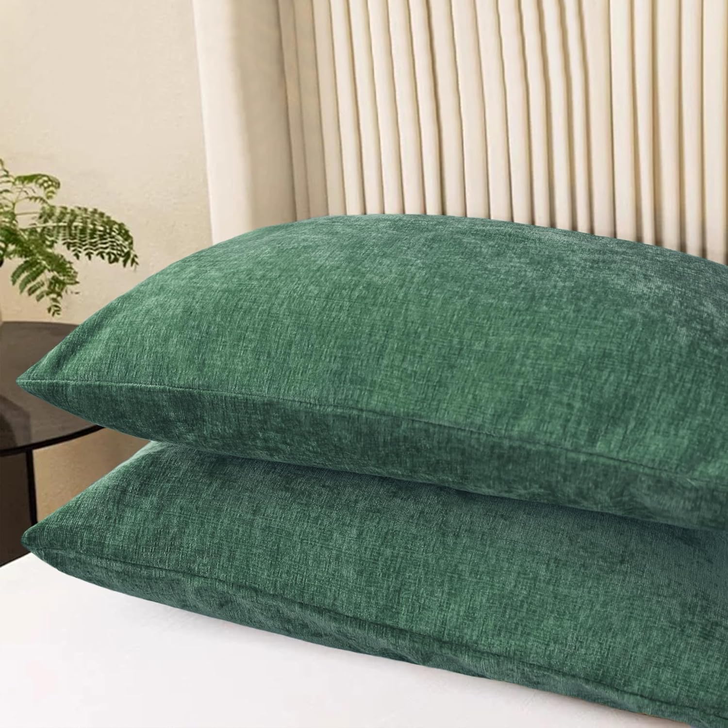 CaliTime Throw Pillow Covers Decorative 20 X 26 Inches Pack of 2 Cozy Chenille Standard Pillow