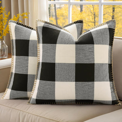 decorUhome Buffalo Plaid Check Throw Pillow Covers 24x24 Set of 2, Outdoor Decorative Farmhouse