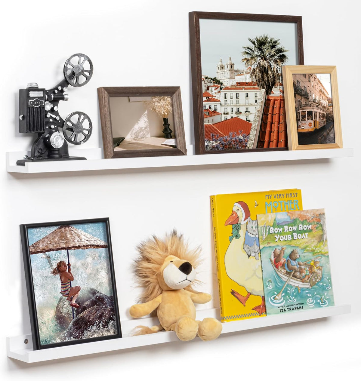 Fun Memories Picture Ledge Shelf, 36 Inch Floating Shelves Set of 2, Nursery Book Shelves for Toys