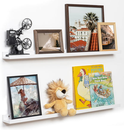 Fun Memories Picture Ledge Shelf, 36 Inch Floating Shelves Set of 2, Nursery Book Shelves for Toys