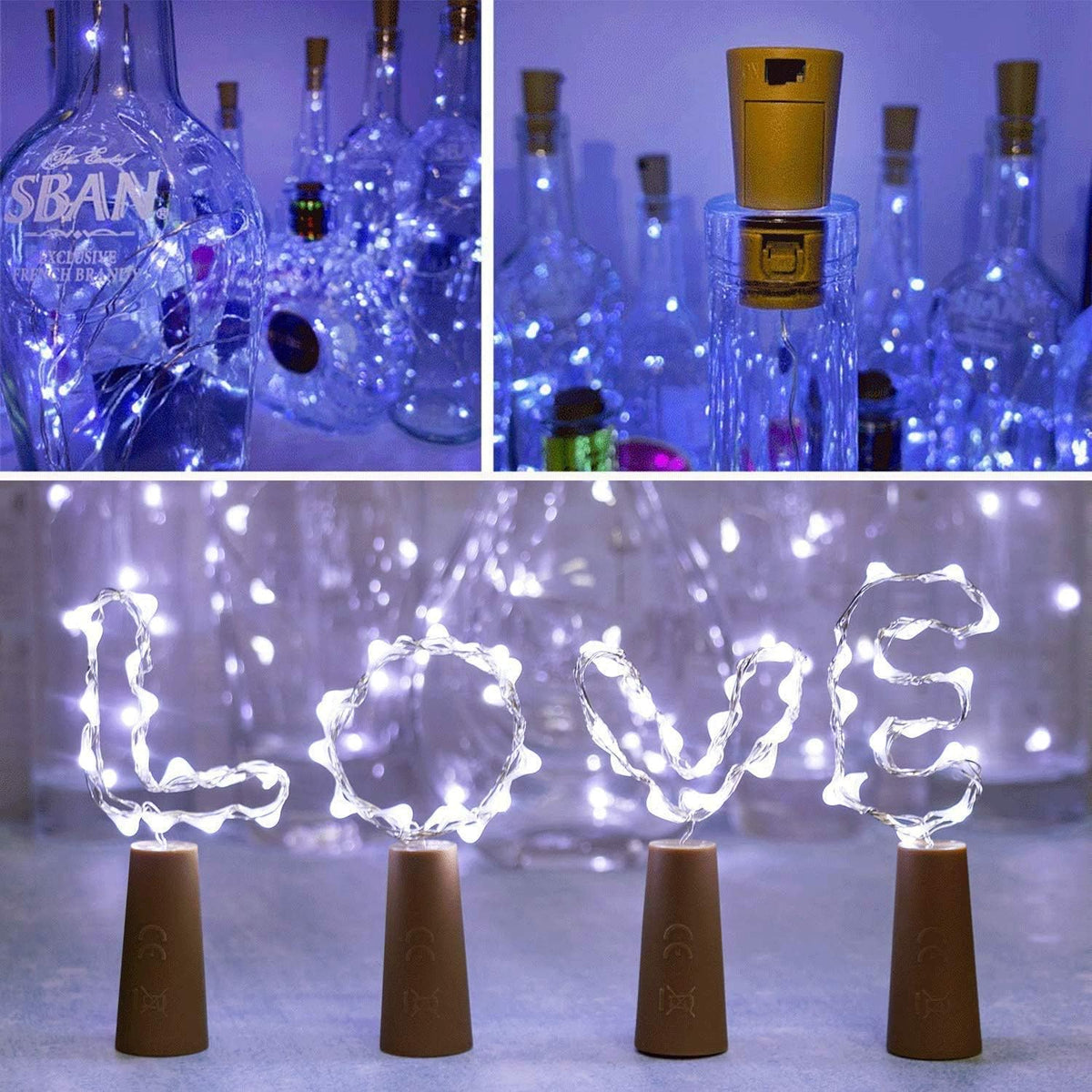 YJFWAL Wine Bottle Lights with Cork,Cork Shape Silver Copper Wire Fairy Mini String Lights,24Pack