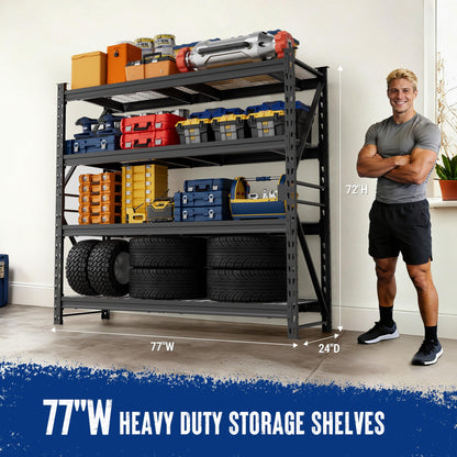 WORKPRO 77-Inch Garage Utility Shelving, 6400 lb Heavy-Duty Rack