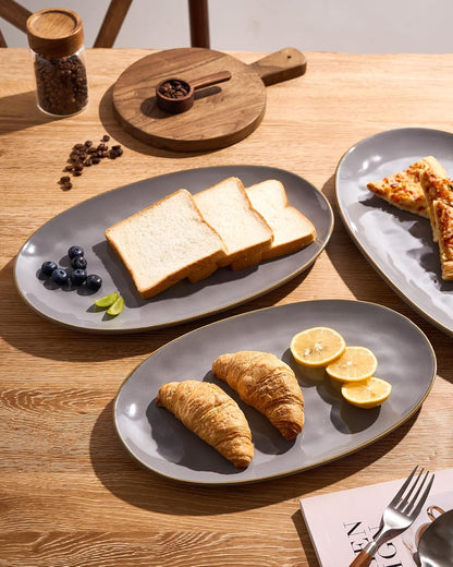 famiware Serving Platter, Oval 15.59/14.3/12.9 inch Serving Dishes for Entertaining, Serving Bowls