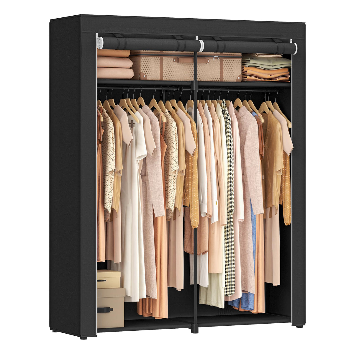 SONGMICS Closet Wardrobe, Portable Closet for Bedroom, Clothes Rail with Non-Woven Fabric Cover