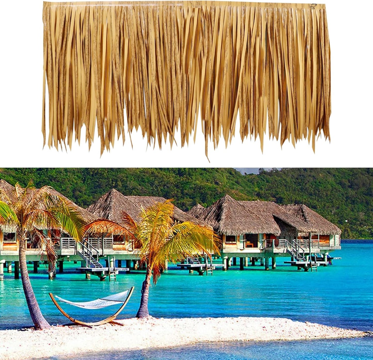 39.5" Tiki Straw Roof Thatch-Mexican Style Artificial Palm Thatch Rolls, Tiki Bar Hut Grass Duck