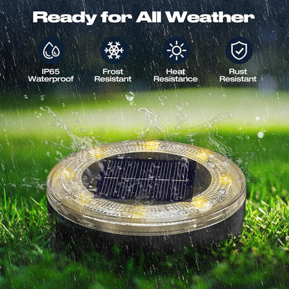 Mini Solar Ground Lights, 24 Pack Solar Lights Outdoor Waterproof, Upgraded LED Flat Landscape