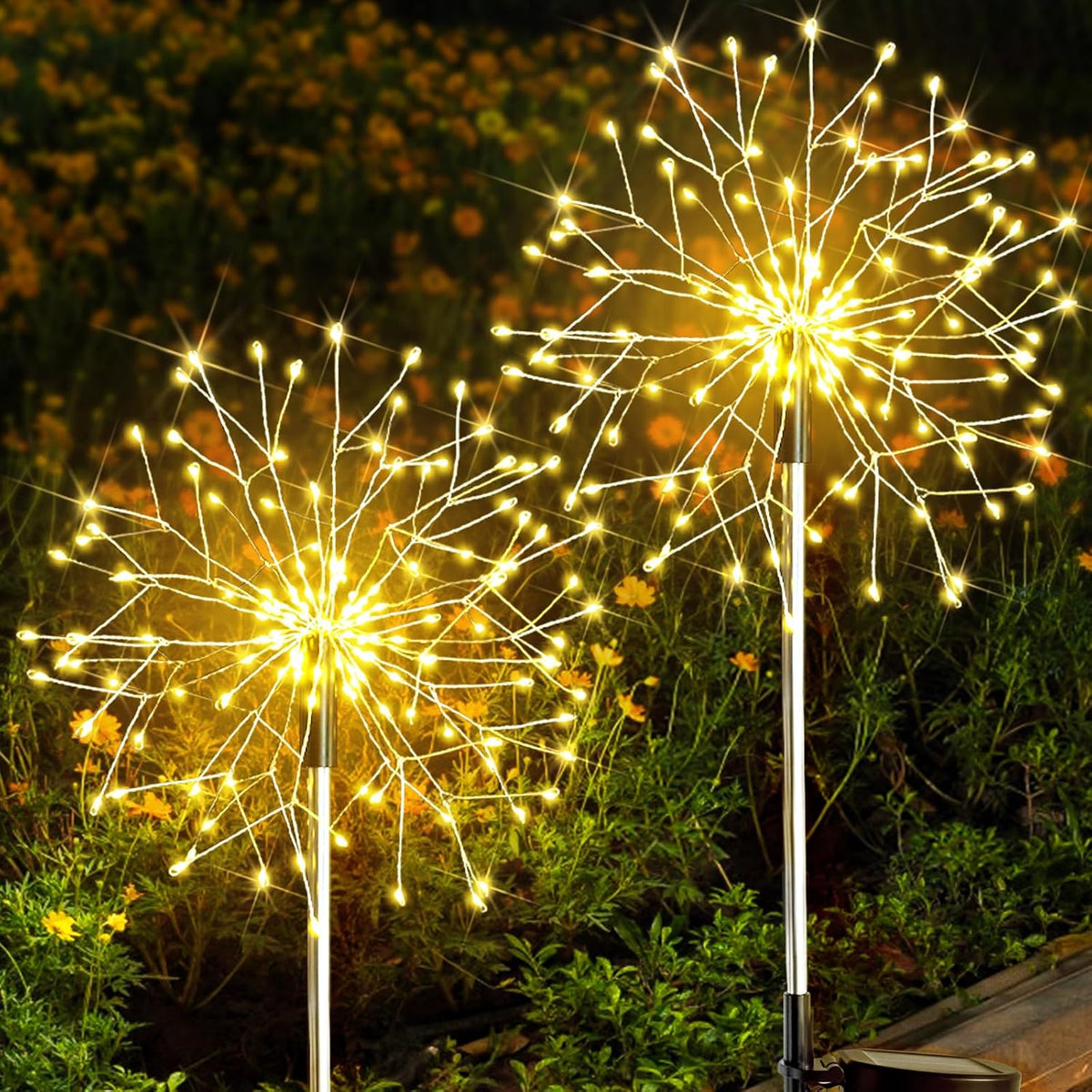 suddus Solar Garden Lights Outdoor Waterproof Decorative, 2Pack 150LED Firework Lights, Solar Fairy