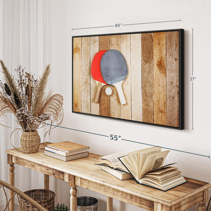 ElephantStock Ping Pong Wall Art - Horizontal Framed Canvas - 1-Piece Living Room Wall Decor