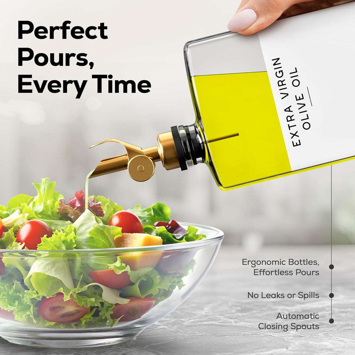Glass Olive Oil Dispenser Bottle for Kitchen by Brighter Barns - Coffee Syrup Dispenser, Oil and