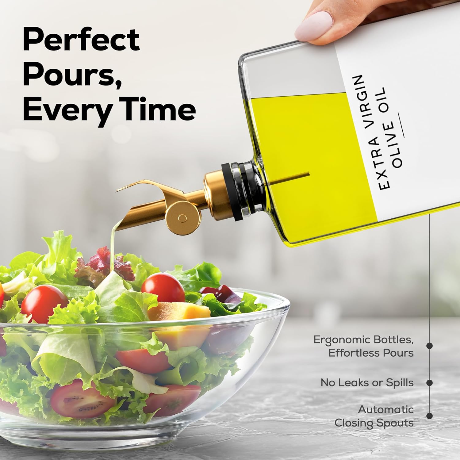 Glass Olive Oil Dispenser Bottle for Kitchen by Brighter Barns - Coffee Syrup Dispenser, Oil and