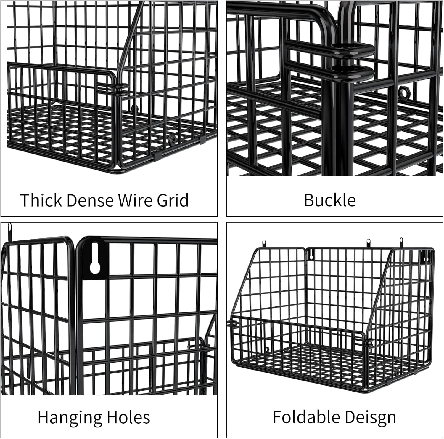 Stackable Wire Storage Baskets for Kitchen Closet Pantry, Hanging Closet Organizers Storage Shelves