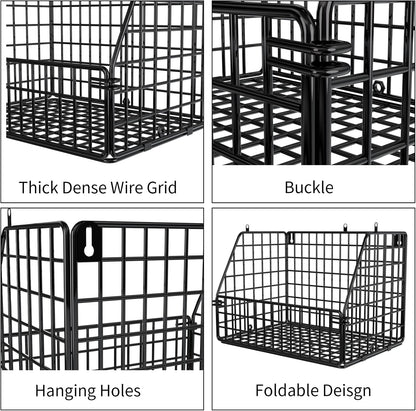 Stackable Wire Storage Baskets for Kitchen Closet Pantry, Hanging Closet Organizers Storage Shelves