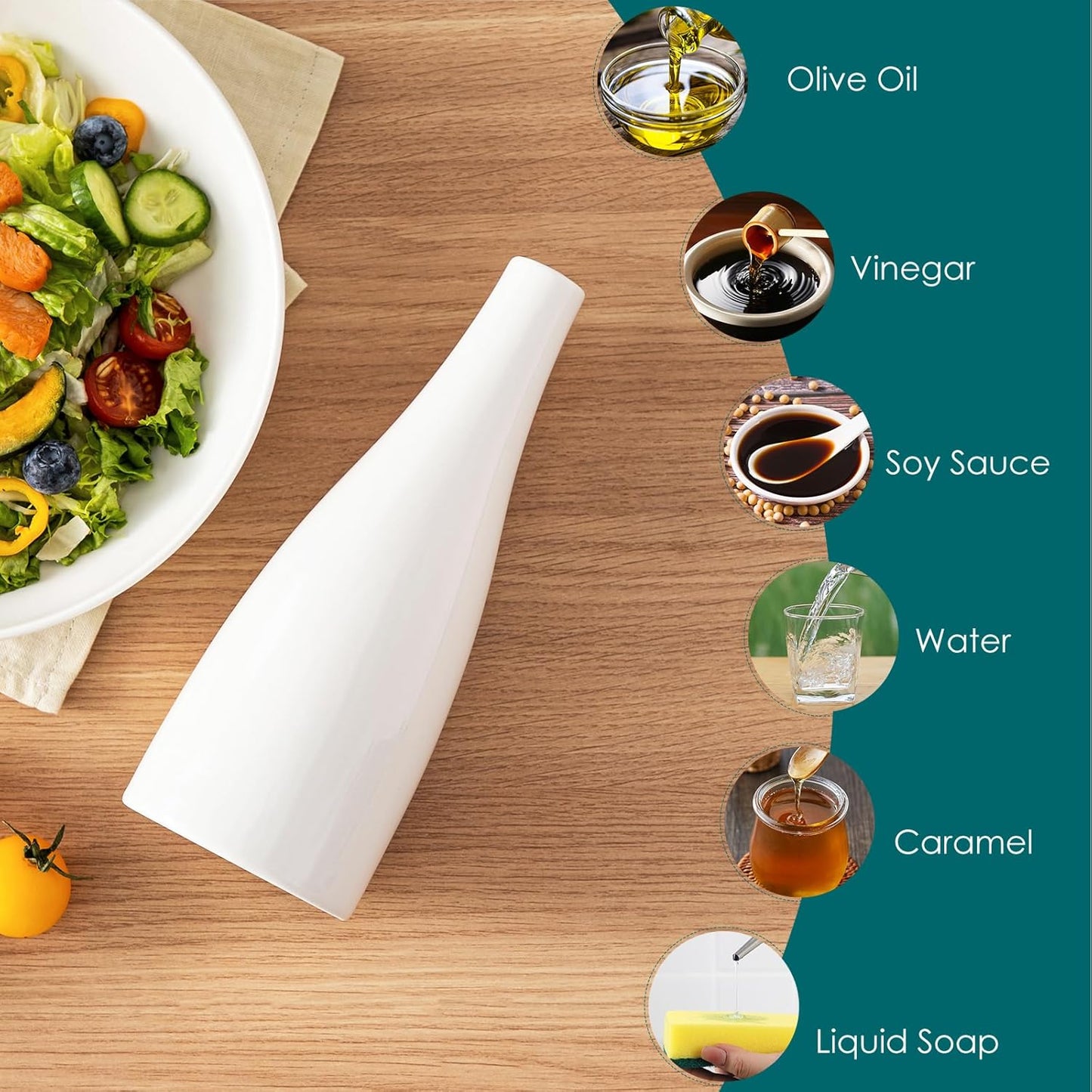 vancasso 16 Oz Ceramic Olive Oil Dispenser Bottle, Bottle Dispenser with Spout and Funnel for