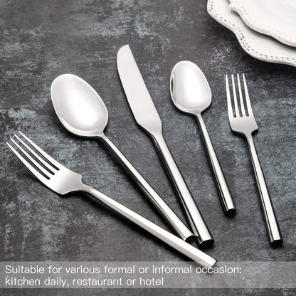 Silverware Set Flatware Set 40 Pieces Stainless Steel Cutlery Set Hexagonal Pattern Mirror Finished