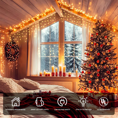 JMEXSUSS 400 LED RGB Icicle Lights - Color Changing, Plug-in for Indoor/Outdoor Christmas