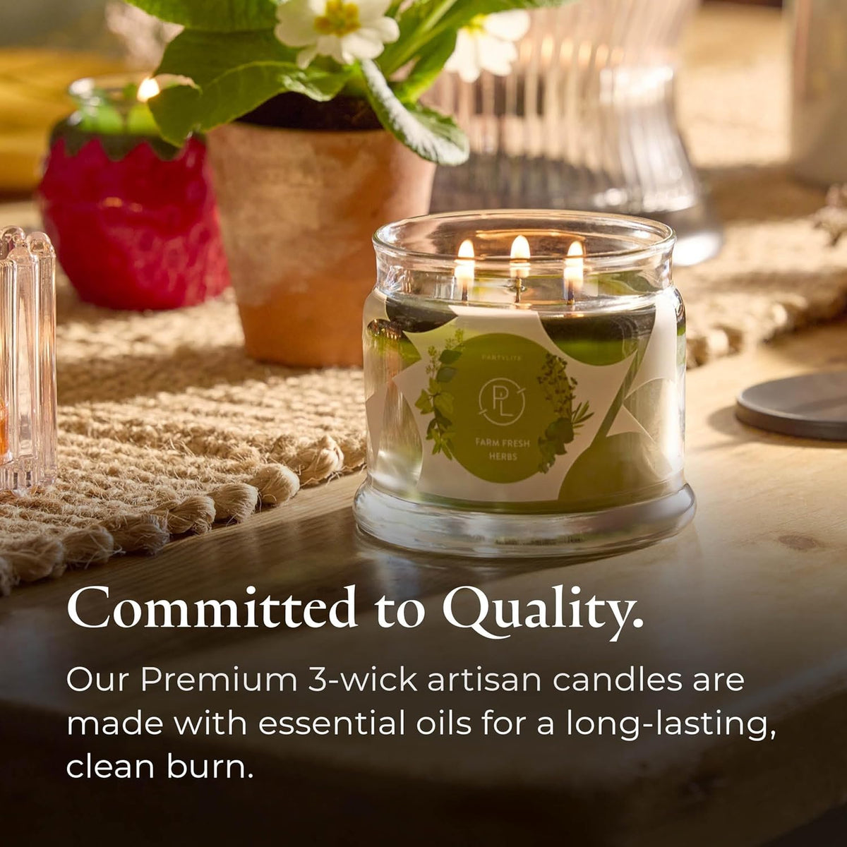 PartyLite Farm Fresh Herbs Scented, Notes of Eucalyptus, Thyme, Garden Mint, Cedarwood & Patchouli