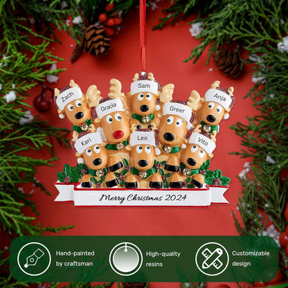 Personalized Christmas Ornaments 2025, Custom Reindeer Family Ornaments for Trees with Names