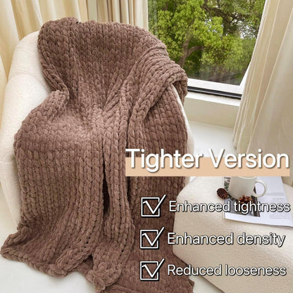 Maetoow Tighter Version Chenille Chunky Knit Blanket Throw （60×80 Inch）, Handmade Warm & Cozy