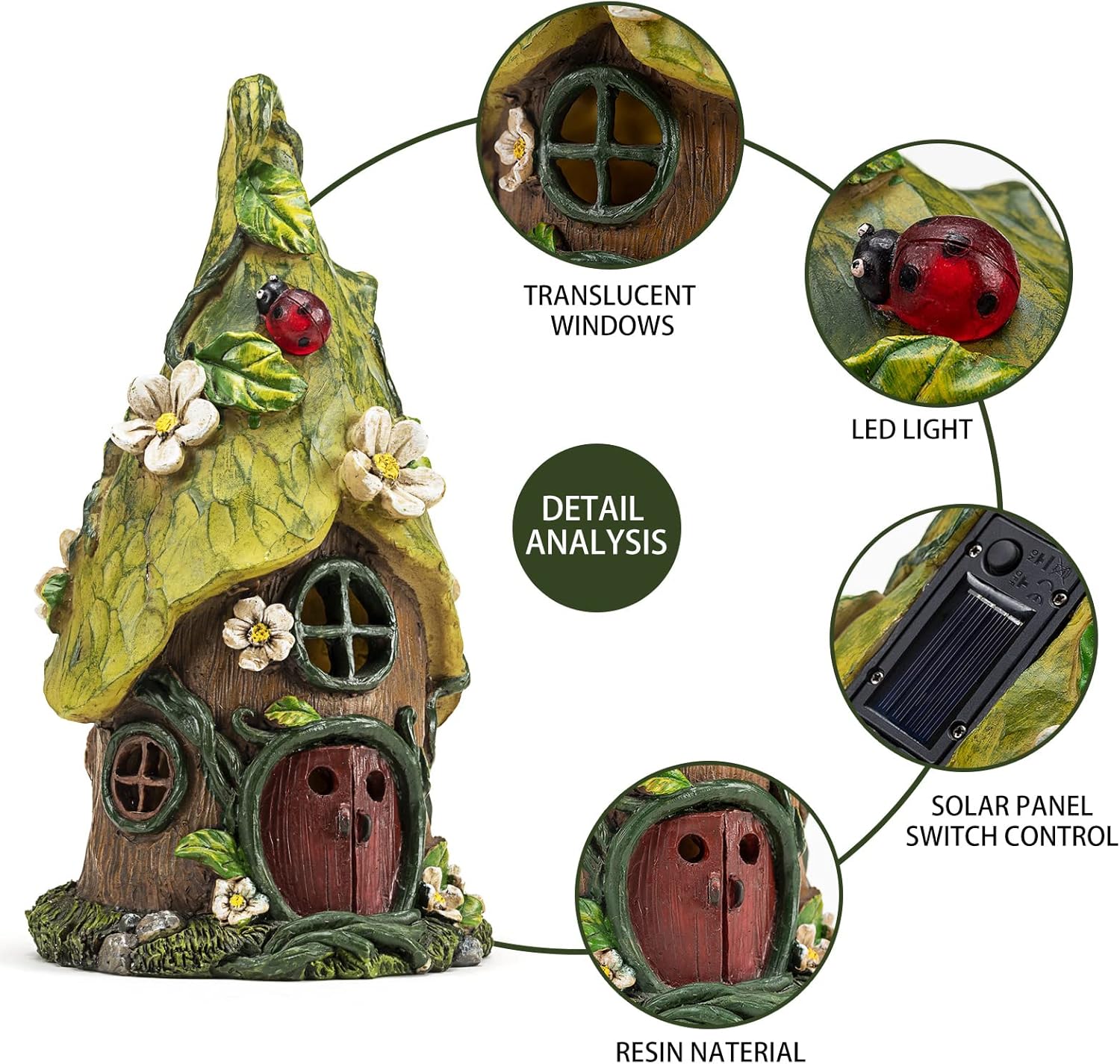 Garden Decor Outdoor Solar Statues, 9.4Inch Resin Fairy Garden Solar Lights Birthday Gifts for