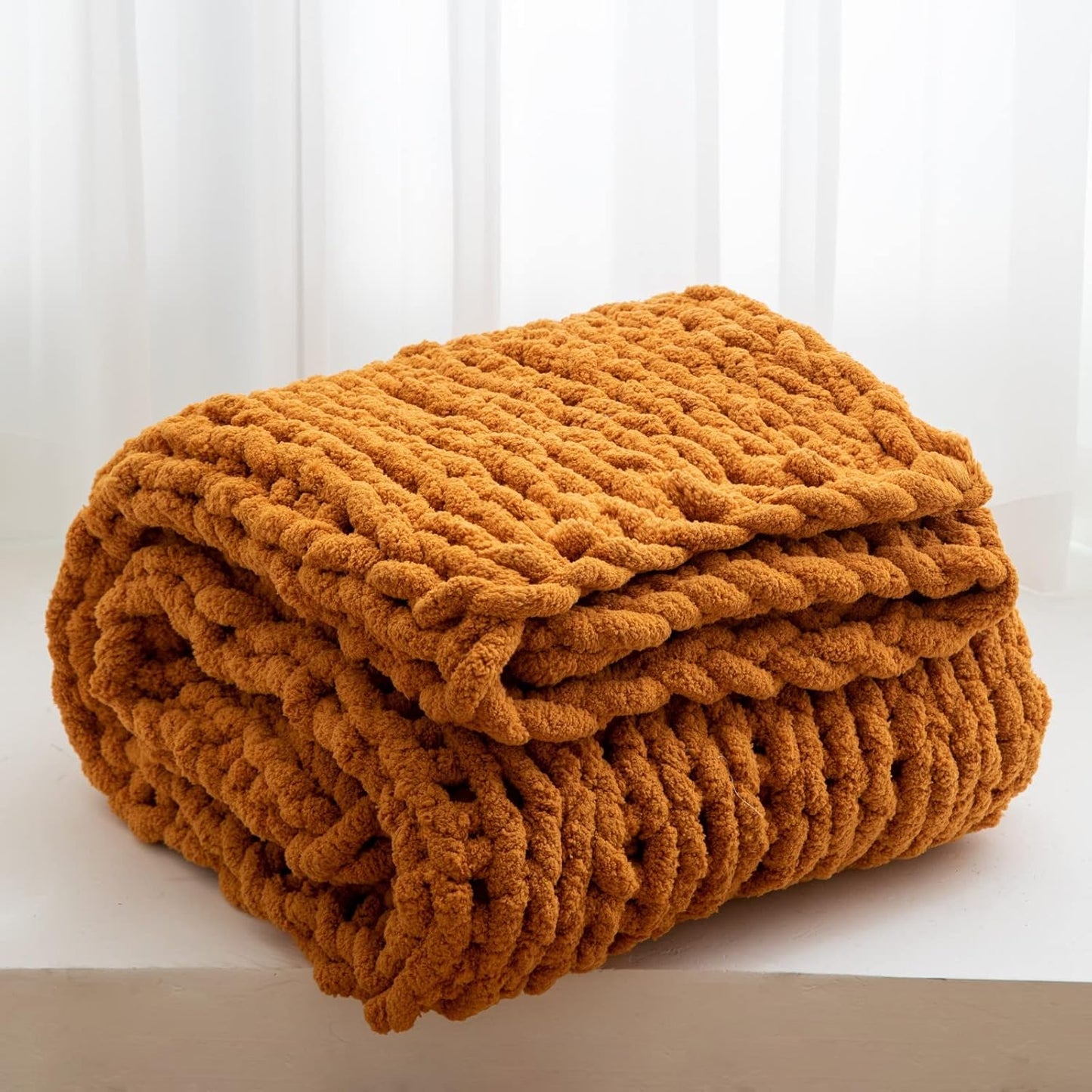 WESHIONGOO Chunky Knit Blanket Throw 50"×60" Knitted Throw Blankets for Couch Bed Fall Throw