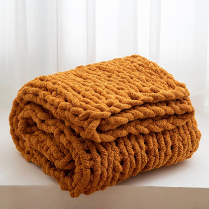WESHIONGOO Chunky Knit Blanket Throw 50"×60" Knitted Throw Blankets for Couch Bed Fall Throw