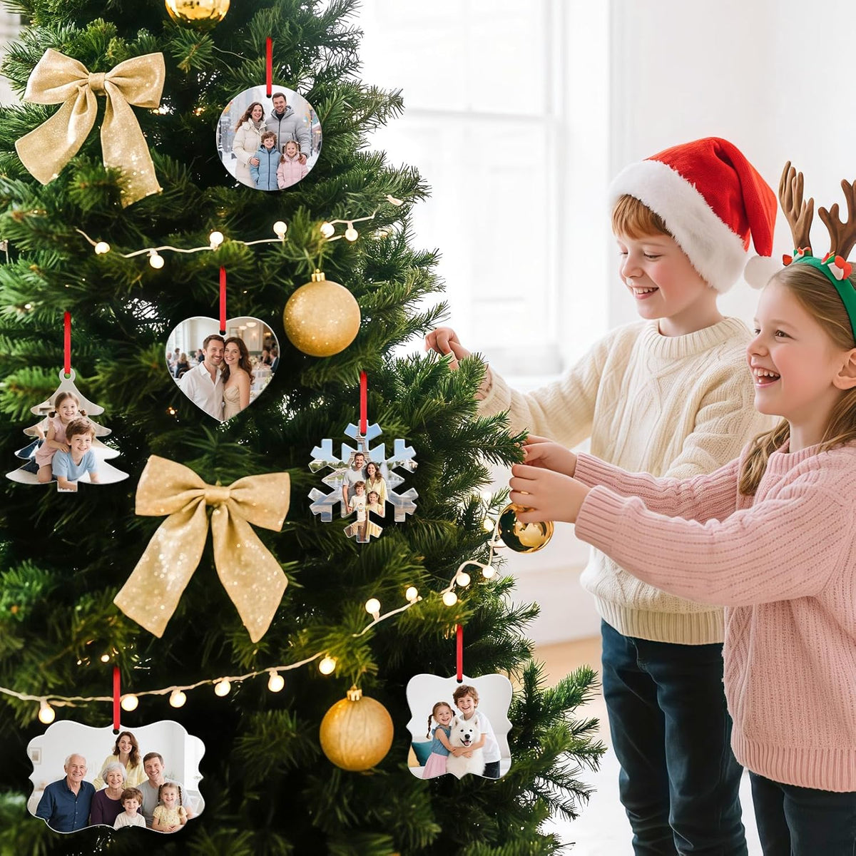 Personalized Photo Christmas Ornaments Double-Sided Metal Custom Picture Christmas Ornament 2024