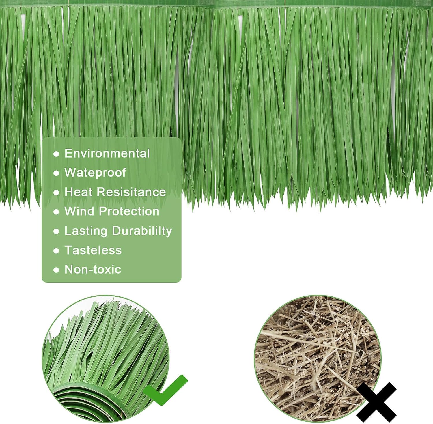 Tiki Straw Roof Thatch - Mexican Style Artificial Palm Rolls, Bar Hut Grass Duck Boat Blinds