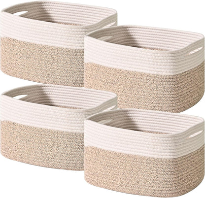 Storage Baskets for Shelves, Woven Storage Basket, Bins for Cube Storage, Cotton Rope Basket with