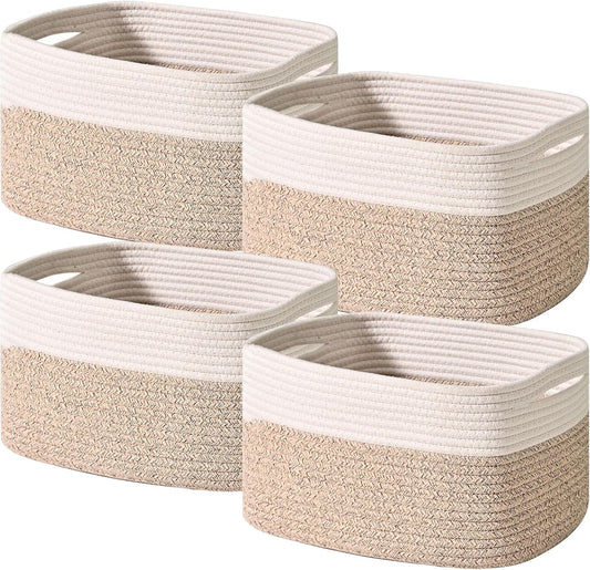 Storage Baskets for Shelves, Woven Storage Basket, Bins for Cube Storage, Cotton Rope Basket with